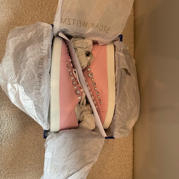 NIB Stuart Weitzman Pink Goldie Glam Convertible Sneaker 6.5 - Picture 8 of 8